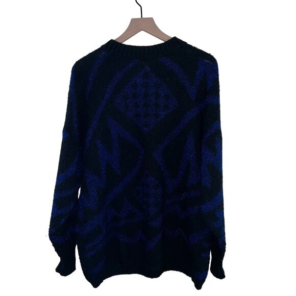 VNTG FORENZA acrylic blend metallic blue sweater M - Picture 3 of 5